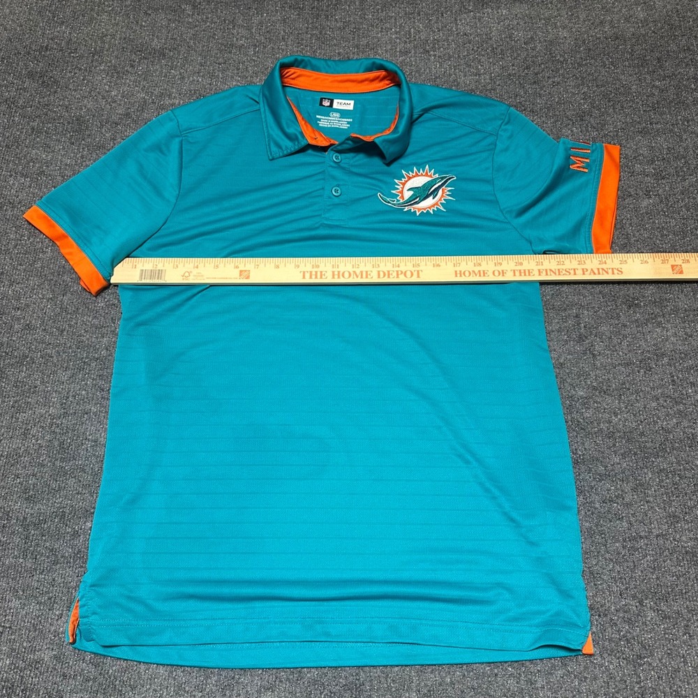 NFL Team Apparel Miami Dolphins Polo Shirt Mens Large Aqua Teal Orange Golf L - Picture 5 of 6